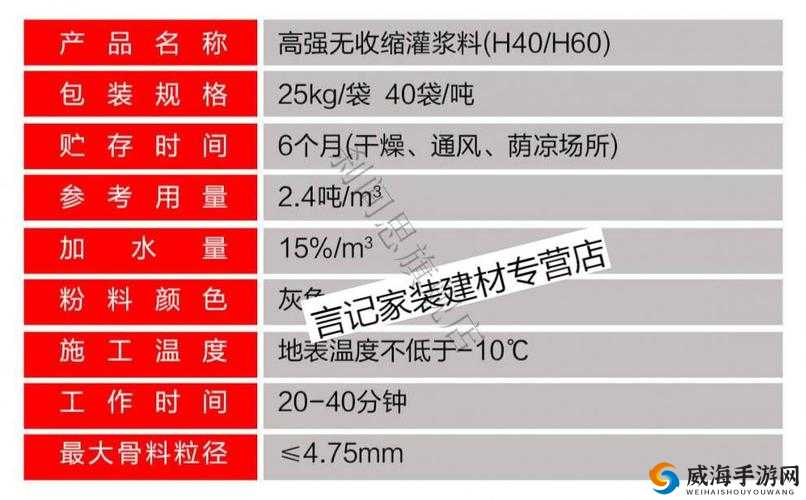 H 系列高强灌浆料恢复周期：XX 天