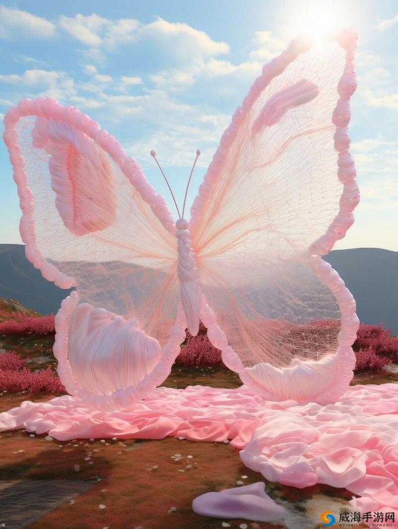 粉色花朵上的艳丽蝴蝶：探索色彩与生命的奇妙交织