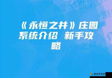 永恒之井新手必看之生活篇,资源管理的艺术