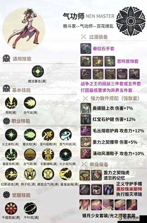 地下城与勇士M气功师加点攻略