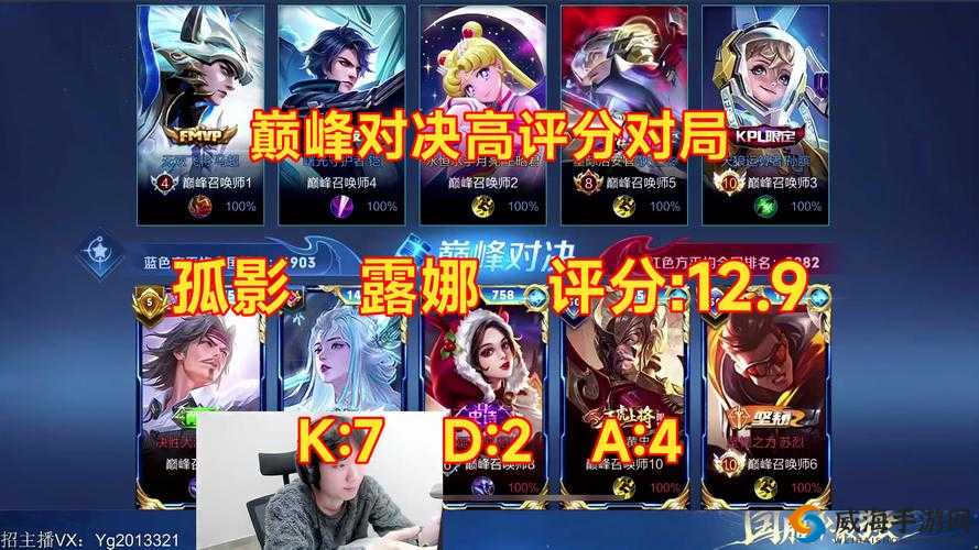 张大仙与孤影露娜巅峰对决，孤影露娜的极致艺术