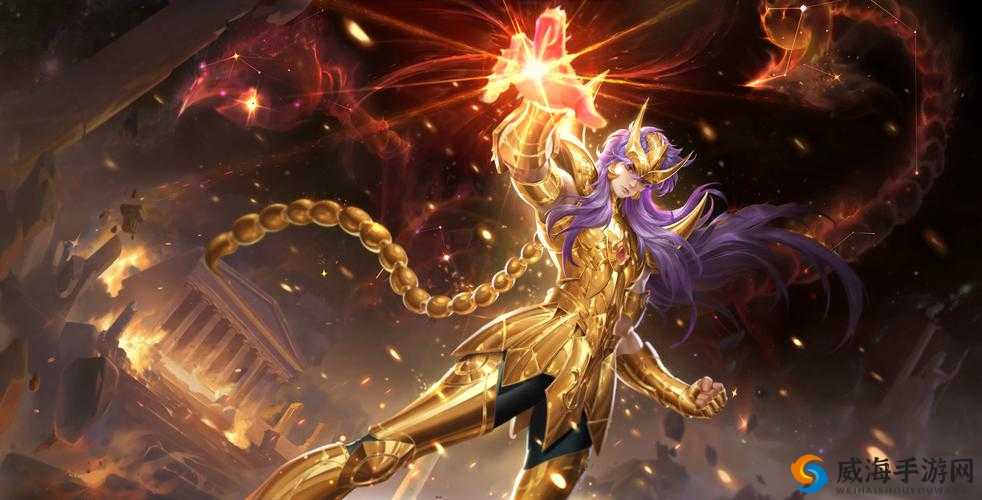 王者荣耀艾欧洛斯原画预览，身披黄金战甲，手抱幼时雅典娜