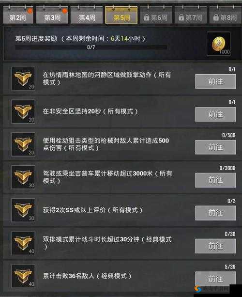 绝地求生刺激战场第五周挑战任务，全面解析与攻略
