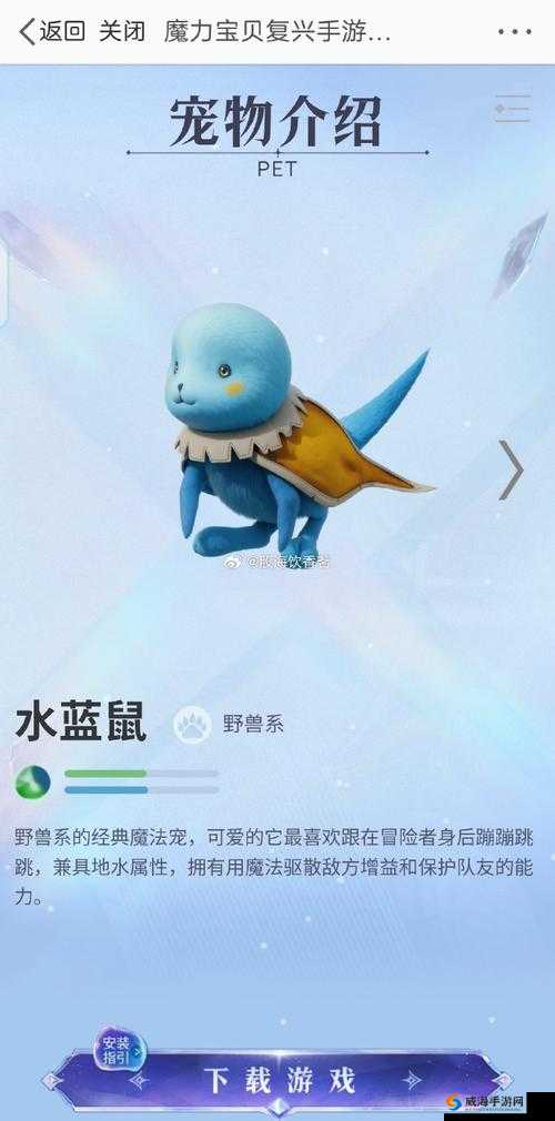 魔力宝贝手游，探索水蓝鼠的魅力与加点策略