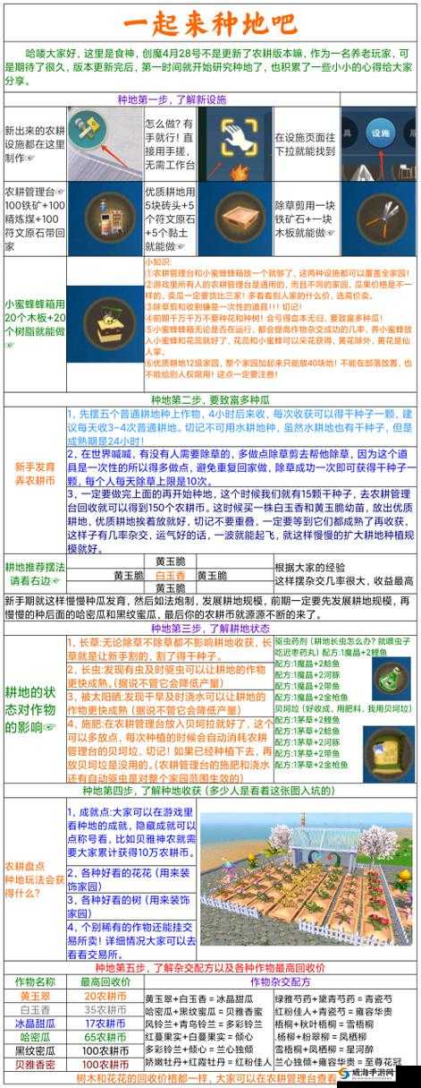 创造与魔法，解锁耕地制作秘籍与作物丰收奇迹
