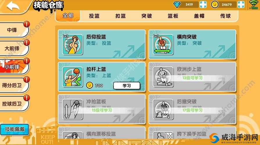 街头篮球手游小瑞技能选择，小前锋小瑞带什么技能？