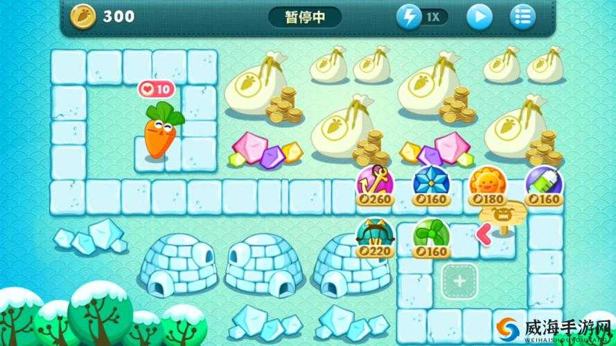 保卫萝卜3游乐场第10关，冰锥与雪球的完美交响
