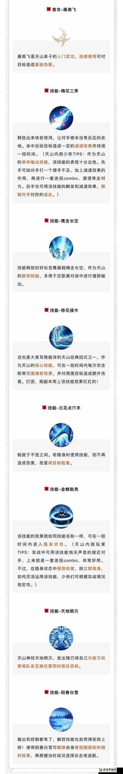 天龙八部手游天山技能攻略介绍，天山技能怎么样